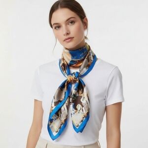 New without tags silk scarf blue, yellow, beige
